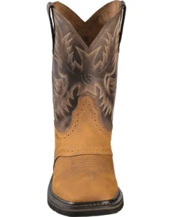 Ariat Men's 10" Sierra Pull On Western Work Boots - Square Toe -Men's Western Denim Store 030390 BR FT