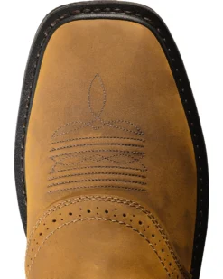 Ariat Men's 10" Sierra Pull On Western Work Boots - Square Toe -Men's Western Denim Store 030390 BR TP