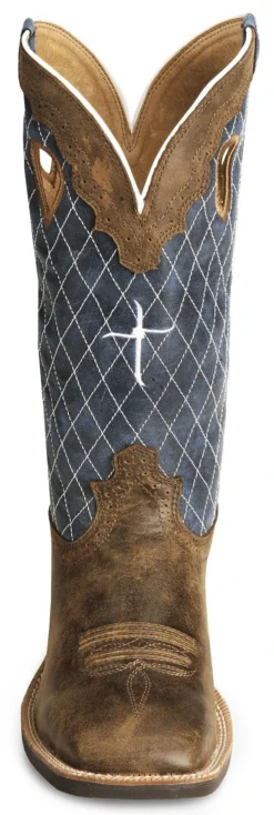 Twisted X Men's Distressed Ruff Stock Western Boots - Broad Square Toe -Men's Western Denim Store 036B30 B1 FT