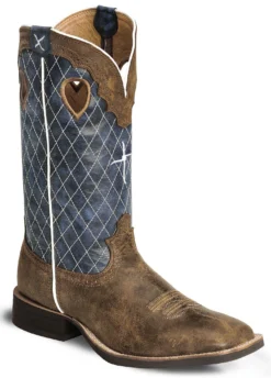Twisted X Men's Distressed Ruff Stock Western Boots - Broad Square Toe -Men's Western Denim Store 036B30 B1 P1
