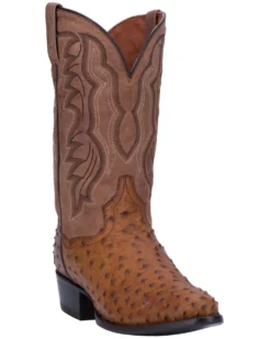 Dan Post Men's Tempe Full Quill Ostrich Western Boots - Medium Toe -Men's Western Denim Store 066850 C9 P1