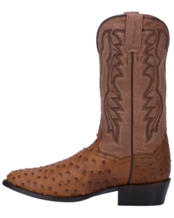 Dan Post Men's Tempe Full Quill Ostrich Western Boots - Medium Toe -Men's Western Denim Store 066850 C9 P3