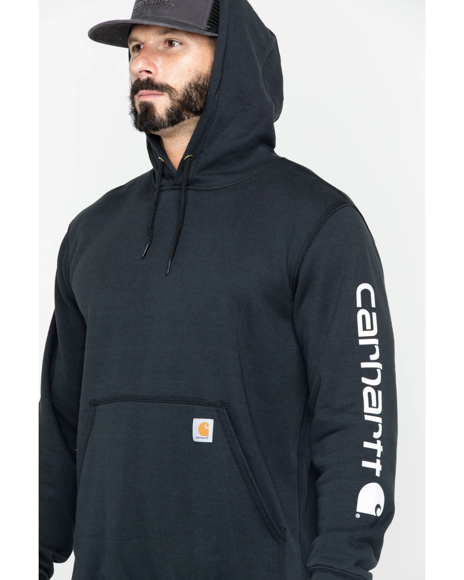 Carhartt Men's Loose Fit Midweight Logo Sleeve Graphic Hooded Sweatshirt 1 Carhartt Men's Loose Fit Midweight Logo Sleeve Graphic Hooded Sweatshirt