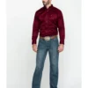 Ariat Men's Burgundy Solid Twill Long Sleeve Western Shirt