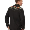 Scully Men's Floral Embroidered Vintage Long Sleeve Snap Western Shirt