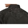 Scully Men's Black Floral Embroidered Retro Long Sleeve Western Shirt