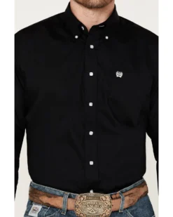 Cinch Men's Solid Long Sleeve Button Down Western Shirt -Men's Western Denim Store 1000018350 001 P3