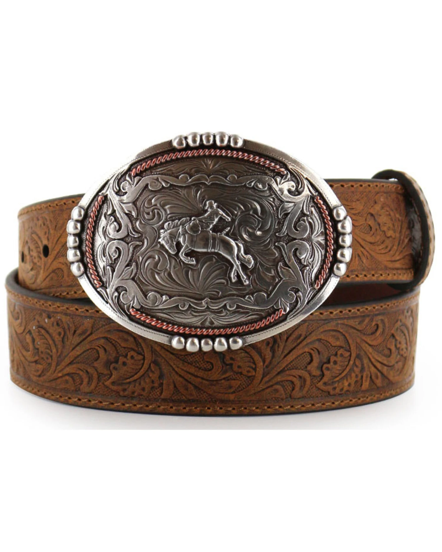 Cody James Men's Bronc Buckle Tooled Leather Belt 2 Cody James Men's Bronc Buckle Tooled Leather Belt - Image 2