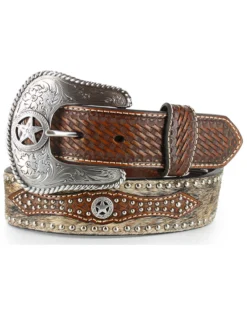 Nocona Men's Hair-On-Hide Star Concho Belt
