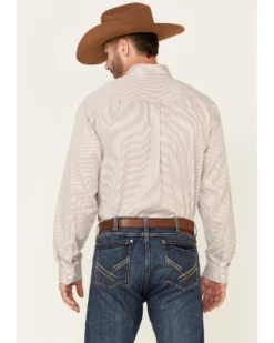 Cinch Men's Beige Tencel Stripe Long Sleeve Button-Down Western Shirt -Men's Western Denim Store 2000240146 250 P4