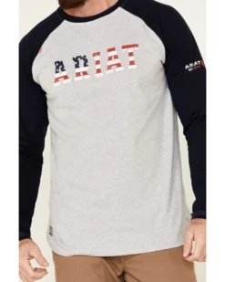 Ariat Men's FR Baseball Logo Crew Work Tee -Men's Western Denim Store 2000269294 410 P3