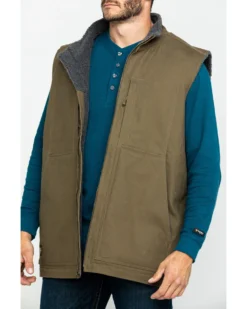 Hawx Men's Olive Canvas Sherpa Lined Work Vest - Tall -Men's Western Denim Store 2000283413 341 P4