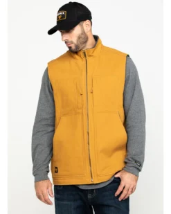 Hawx Men's Khaki Canvas Sherpa Lined Work Vest -Men's Western Denim Store 2000283414 200 P1