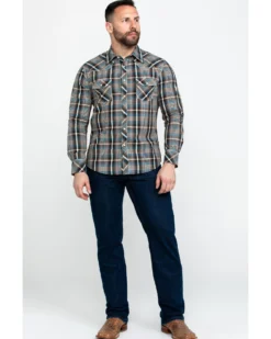 Rock & Roll Denim Men's Teal Washed Yarn Dye Plaid Short Sleeve Western Shirt -Men's Western Denim Store 2000284047 442 P6