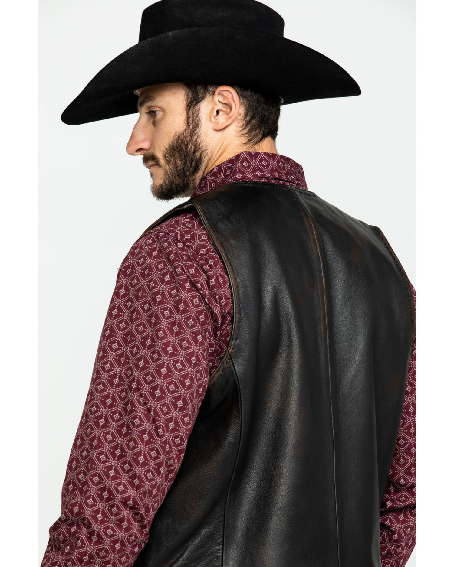 Scully Leatherwear Men's Leather Buck Stitch Vest 2 Scully Leatherwear Men's Leather Buck Stitch Vest - Image 2