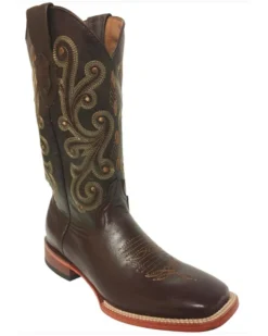 Ferrini Men's Genuine French Calf Western Boots - Broad Square Toe -Men's Western Denim Store 2000290164 240 P1