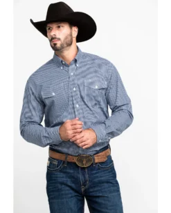 Roper Men's Amarillo Meadow Mini Check Plaid Long Sleeve Western Shirt -Men's Western Denim Store 2000290745 400 P1