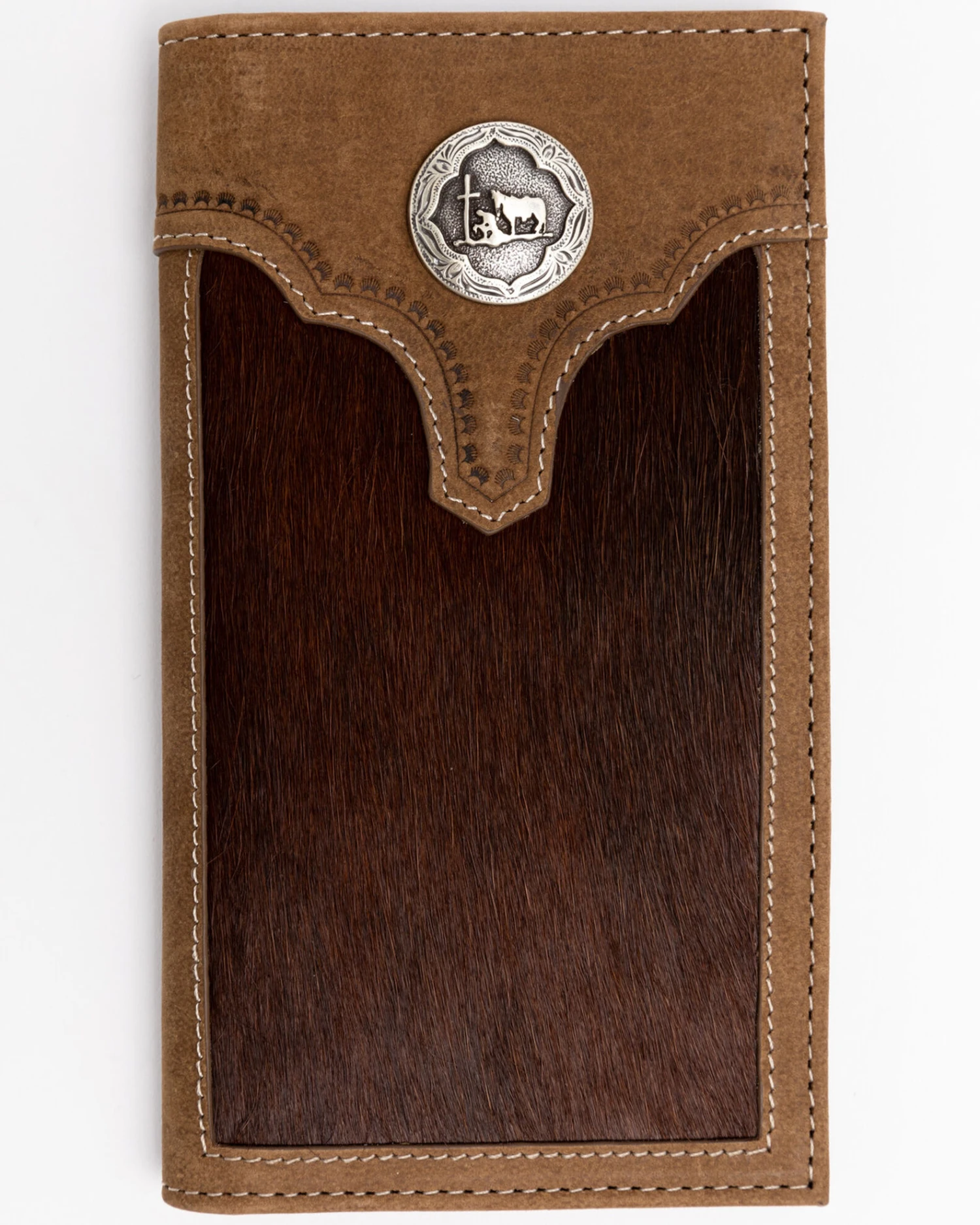 Cody James Men's Hair On Praying Cowboy Leather Checkbook Wallet 1 Cody James Men's Hair On Praying Cowboy Leather Checkbook Wallet