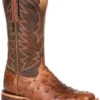 Durango Men's Wheat Brown Exotic Full-Quill Ostrich Western Boots - Square Toe