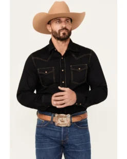 Wrangler Retro Premium Men's Solid Long Sleeve Western Shirt -Men's Western Denim Store 2000320790 001 P1