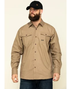 Ariat Men's Khaki Rebar Made Tough Durastretch Long Sleeve Work Shirt - Tall