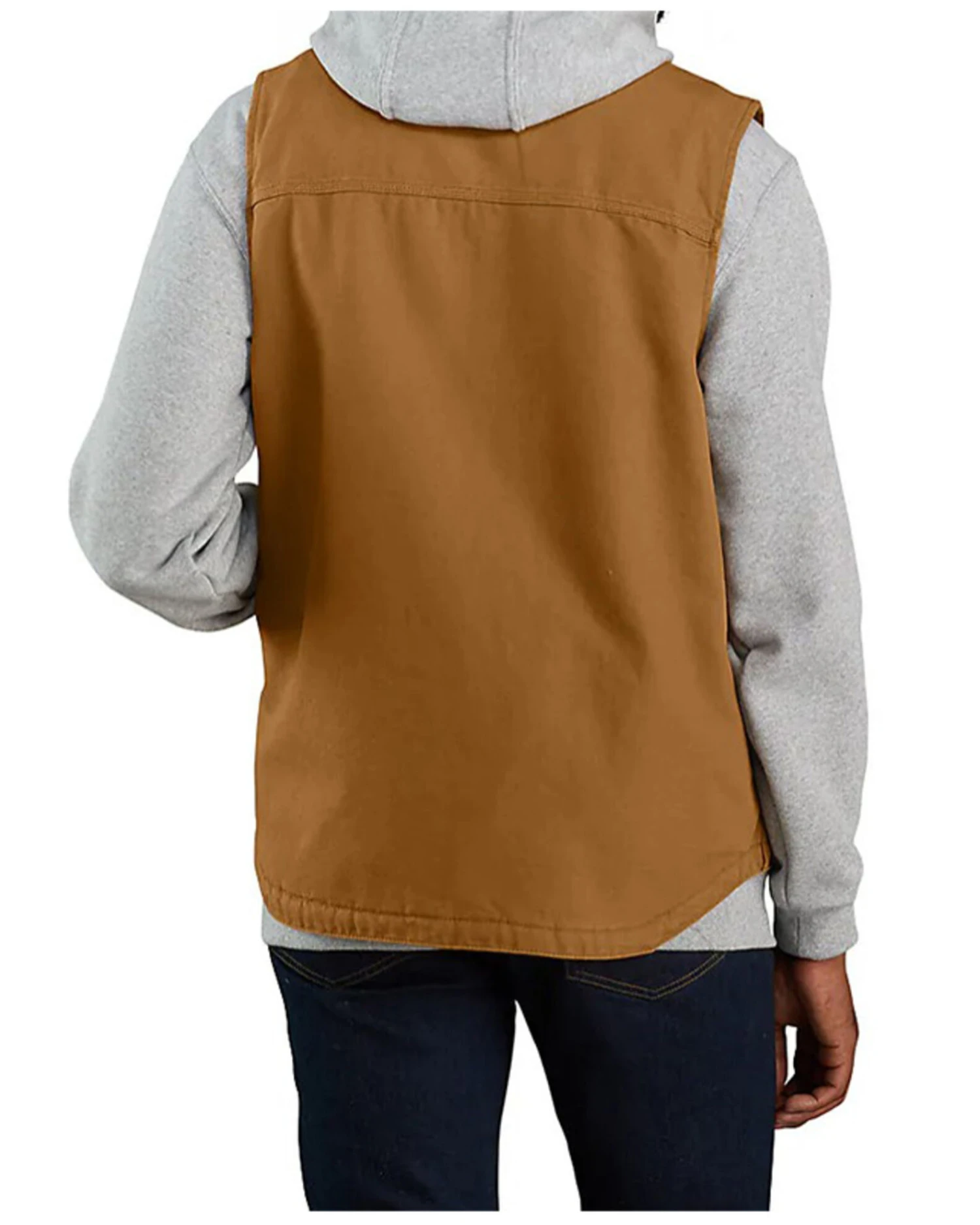 Carhartt Men's Brown Washed Duck Sherpa Lined Mock Neck Work Vest 4 Carhartt Men's Brown Washed Duck Sherpa Lined Mock Neck Work Vest - Image 4