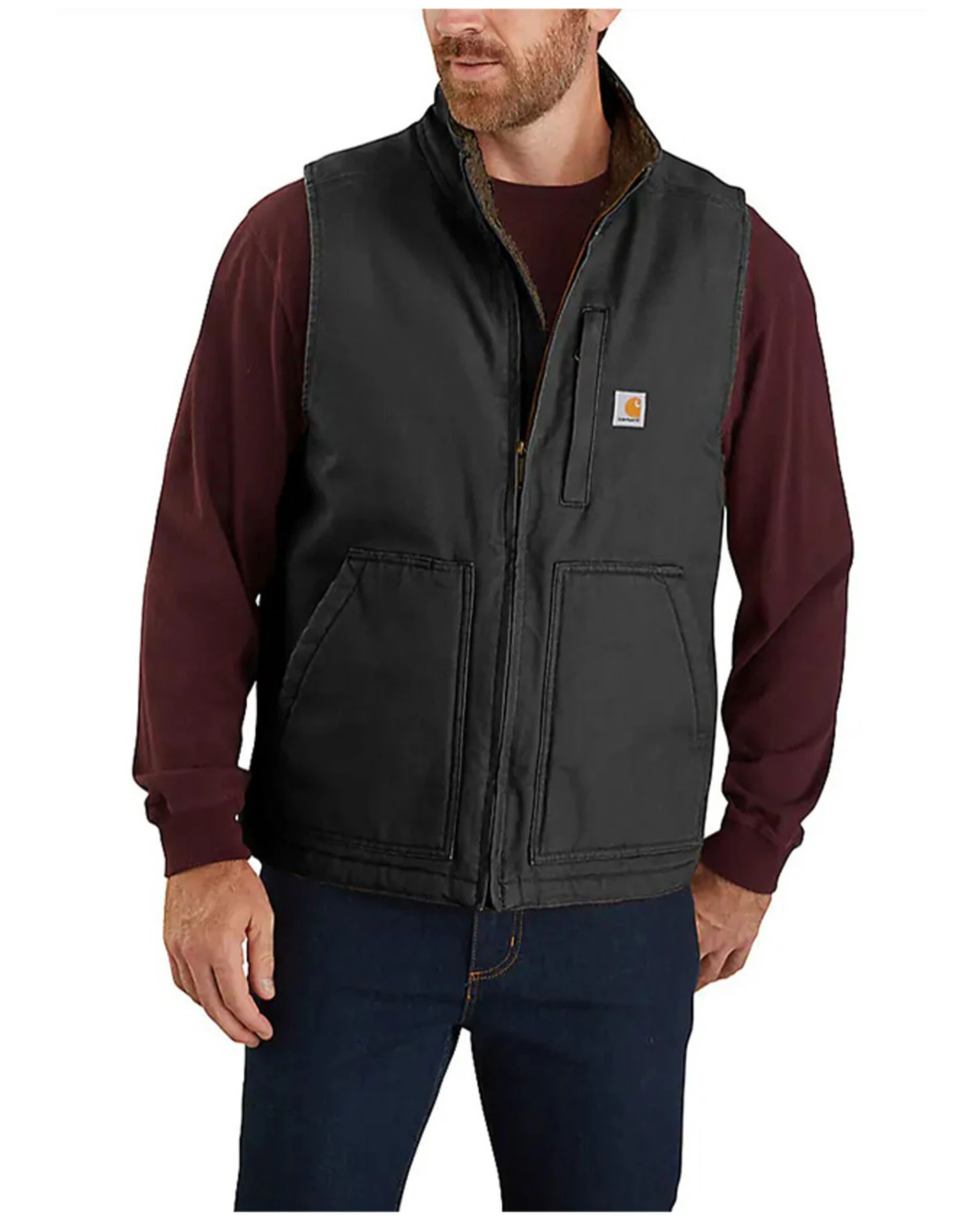 Carhartt Men's Duck Sherpa Lined Mock Neck Work Vest - Tall 3 Carhartt Men's Duck Sherpa Lined Mock Neck Work Vest - Tall - Image 3