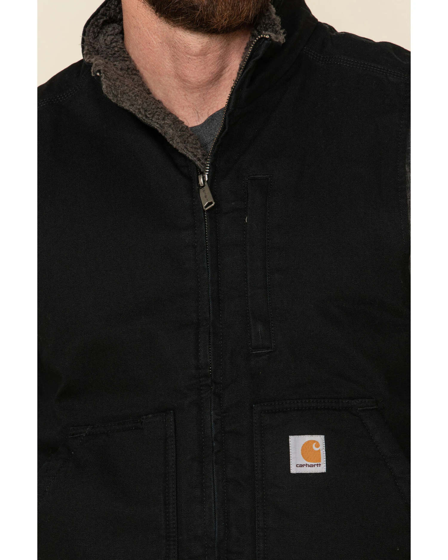 Carhartt Men's Duck Sherpa Lined Mock Neck Work Vest - Tall 2 Carhartt Men's Duck Sherpa Lined Mock Neck Work Vest - Tall - Image 2