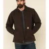 Carhartt Men's Dark Brown Washed Duck Sherpa Lined Work Coat - Tall
