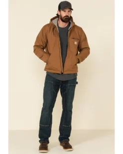 Carhartt Men's Washed Duck Sherpa Lined Hooded Work Jacket - Big & Tall -Men's Western Denim Store 2000328498 200 P2