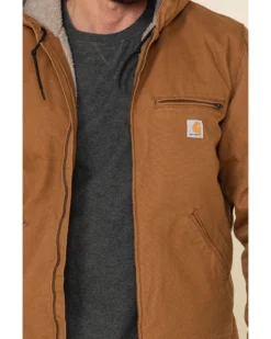 Carhartt Men's Washed Duck Sherpa Lined Hooded Work Jacket - Big & Tall -Men's Western Denim Store 2000328498 200 P4