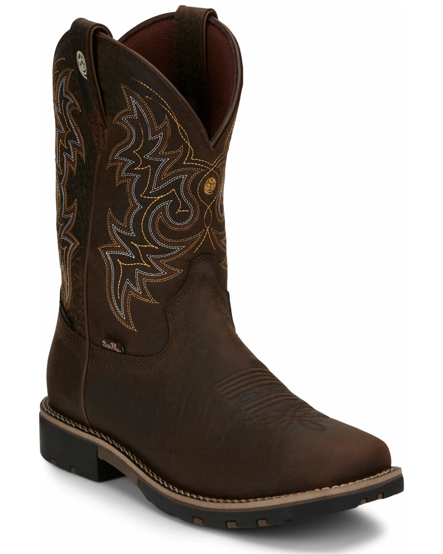 Justin Men's Fireman Brown Western Boots - Square Toe 4 Justin Men's Fireman Brown Western Boots - Square Toe - Image 4