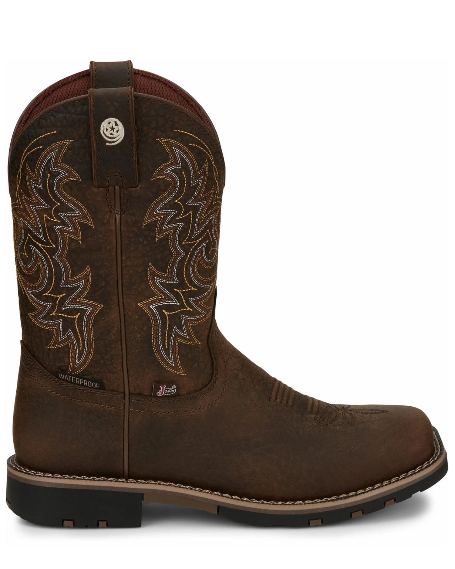 Justin Men's Fireman Brown Western Boots - Square Toe 2 Justin Men's Fireman Brown Western Boots - Square Toe - Image 2