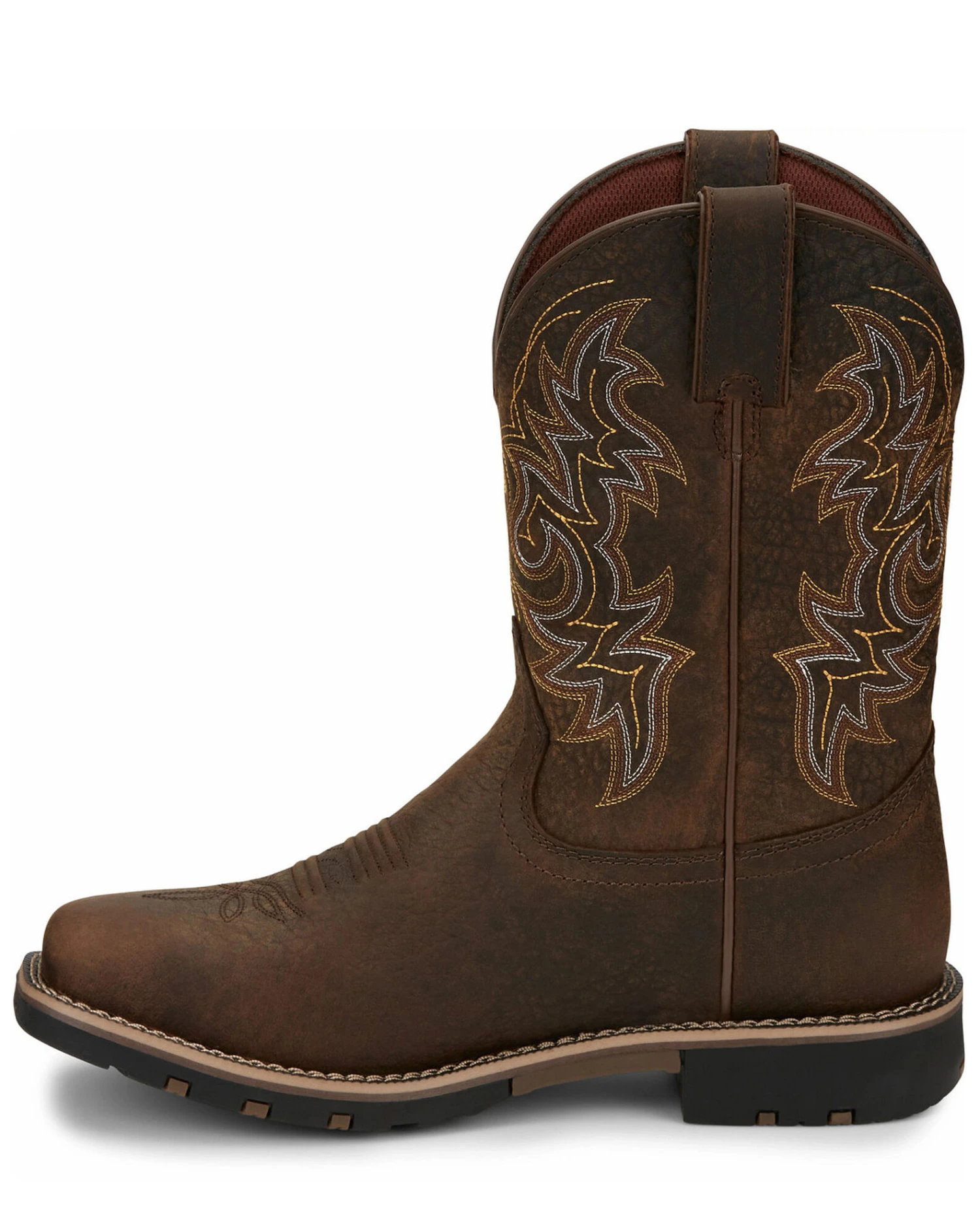 Justin Men's Fireman Brown Western Boots - Square Toe 5 Justin Men's Fireman Brown Western Boots - Square Toe - Image 5
