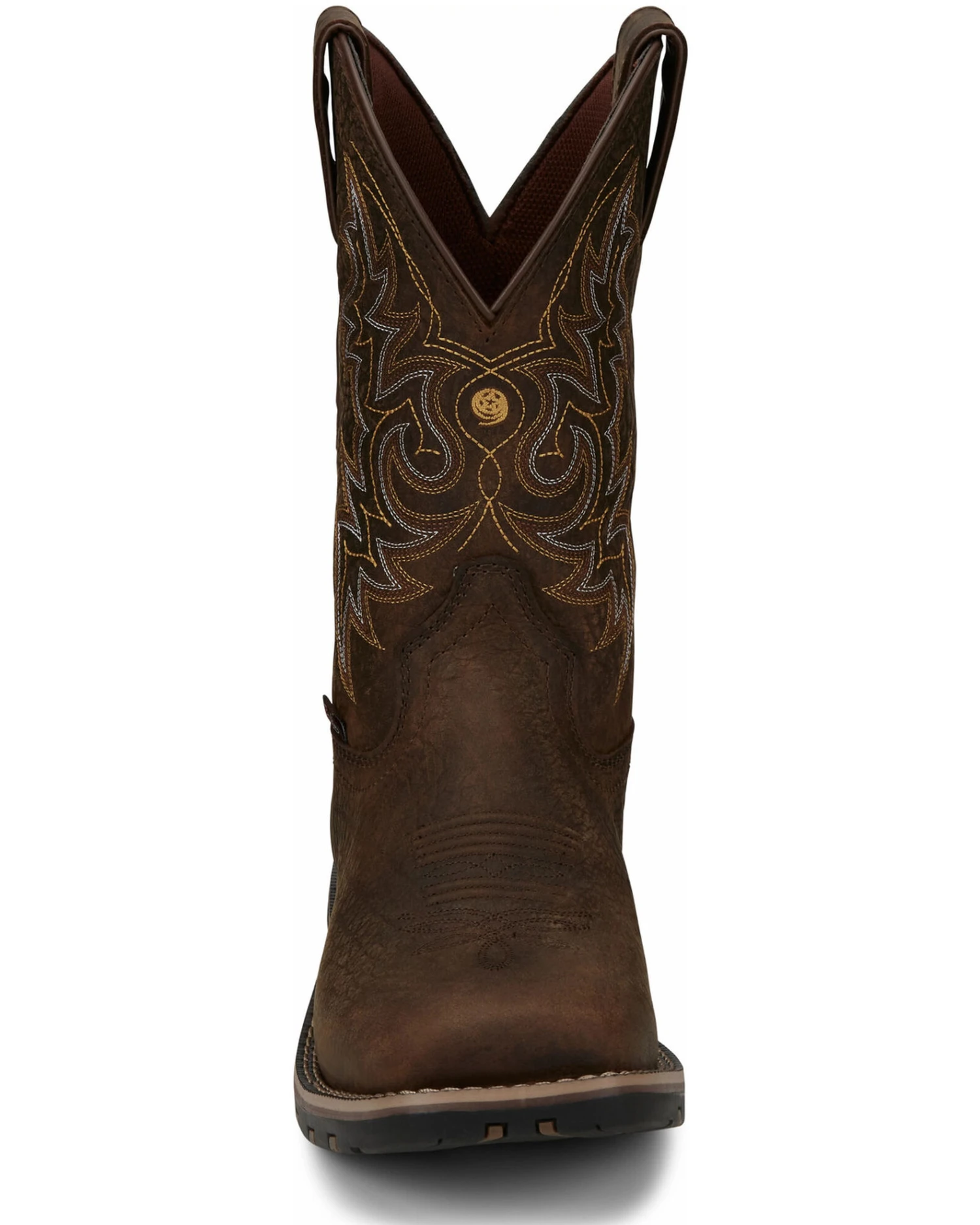Justin Men's Fireman Brown Western Boots - Square Toe 6 Justin Men's Fireman Brown Western Boots - Square Toe - Image 6