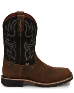 Justin Men's Fireman Black Western Boots - Square Toe
