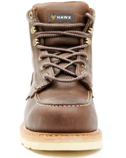 Hawx Men's Dark Brown USA Moc Wedge Work Boots - Steel Toe