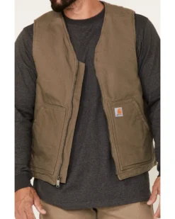 Carhartt Men's Dark Brown Washed Duck Sherpa Lined Vest -Men's Western Denim Store 2000336686 200 P3