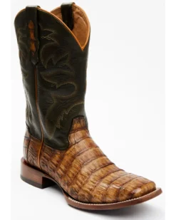 Cody James Men's Brown Exotic Caiman Tail Skin Western Boots - Broad Square Toe -Men's Western Denim Store 2000339009 200 P1
