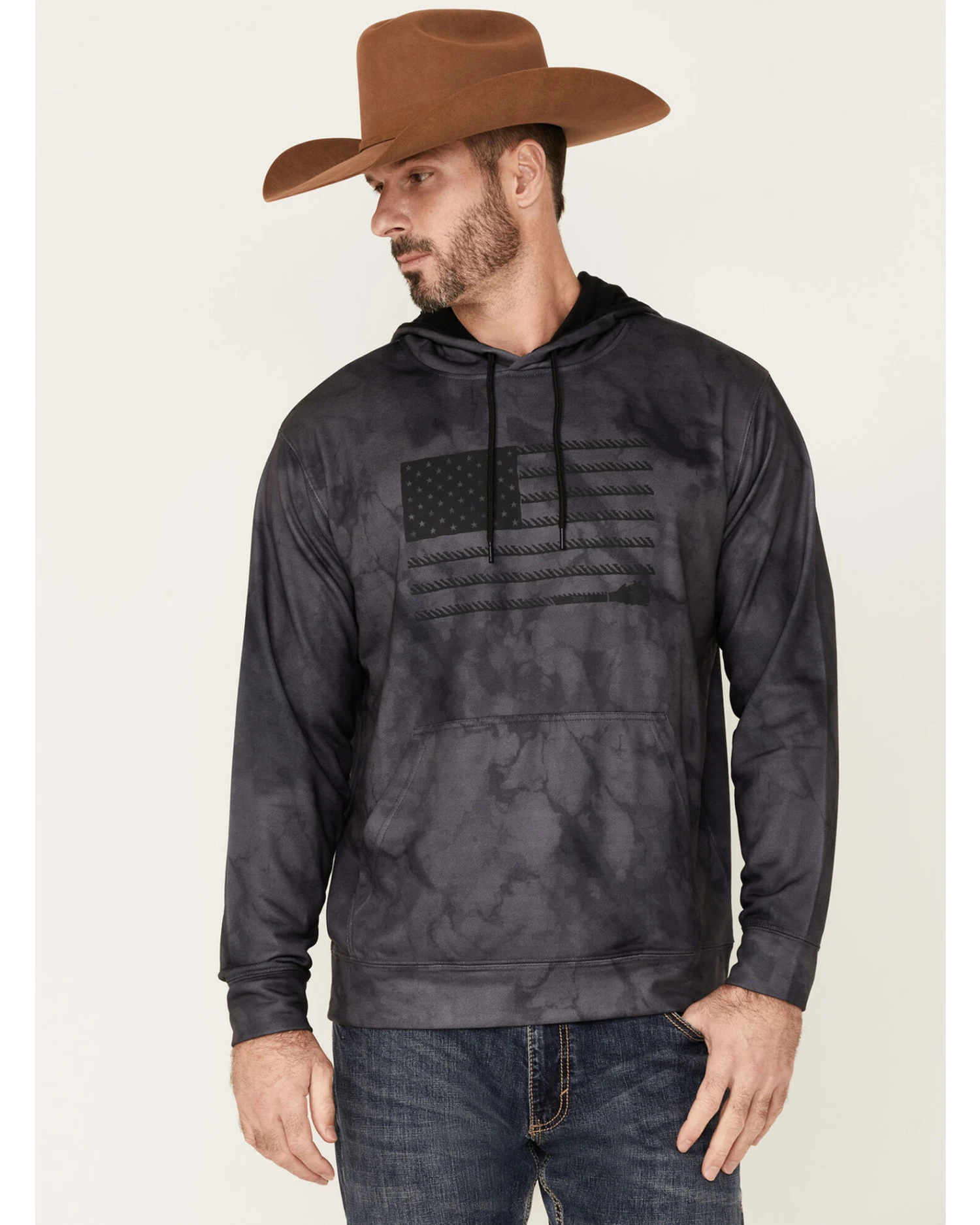 Hooey Men's Tie-Dye Liberty Roper Flag Graphic Hooded Sweatshirt 3 Hooey Men's Tie-Dye Liberty Roper Flag Graphic Hooded Sweatshirt - Image 3