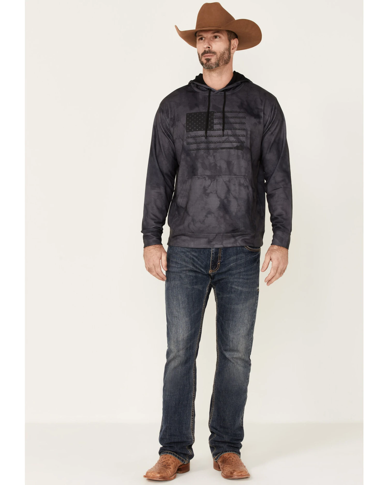 Hooey Men's Tie-Dye Liberty Roper Flag Graphic Hooded Sweatshirt 2 Hooey Men's Tie-Dye Liberty Roper Flag Graphic Hooded Sweatshirt - Image 2