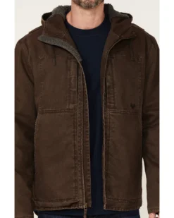 Hawx Men's Brown Castile Weathered Duck Hooded Zip-Front Insulated Work Jacket -Men's Western Denim Store 2000342831 200 P3