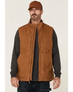 Hawx Men's Rust Copper Browder Weathered Duck Zip-Front Insulated Work Vest