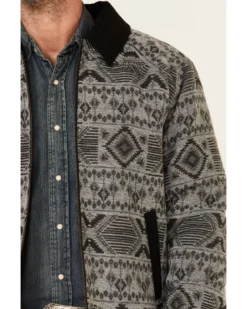 Powder River Outfitters Men's Charcoal Southwestern Print Wool Zip-Front Bomber Jacket -Men's Western Denim Store 2000345129 022 P3