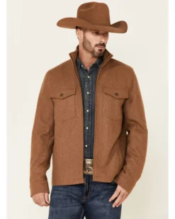 Powder River Outfitters Men's Solid Tan Zip-Front Wool Jacket -Men's Western Denim Store 2000345236 280 P1