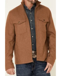 Powder River Outfitters Men's Solid Tan Zip-Front Wool Jacket -Men's Western Denim Store 2000345236 280 P3