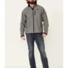 Cinch Men's Grey Logo Textured Zip-Front Bonded Jacket