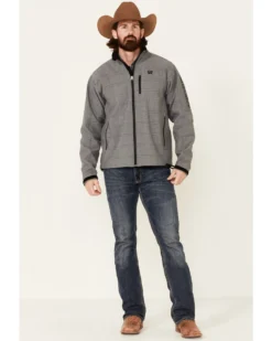Cinch Men's Grey Logo Textured Zip-Front Bonded Jacket