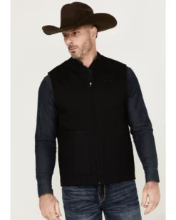 Cinch Men's Plaid Print Reversible Wool Canvas Zip-Front Vest