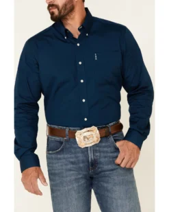 Cinch Men's Modern Fit Solid Navy Long Sleeve Button-Down Western Shirt